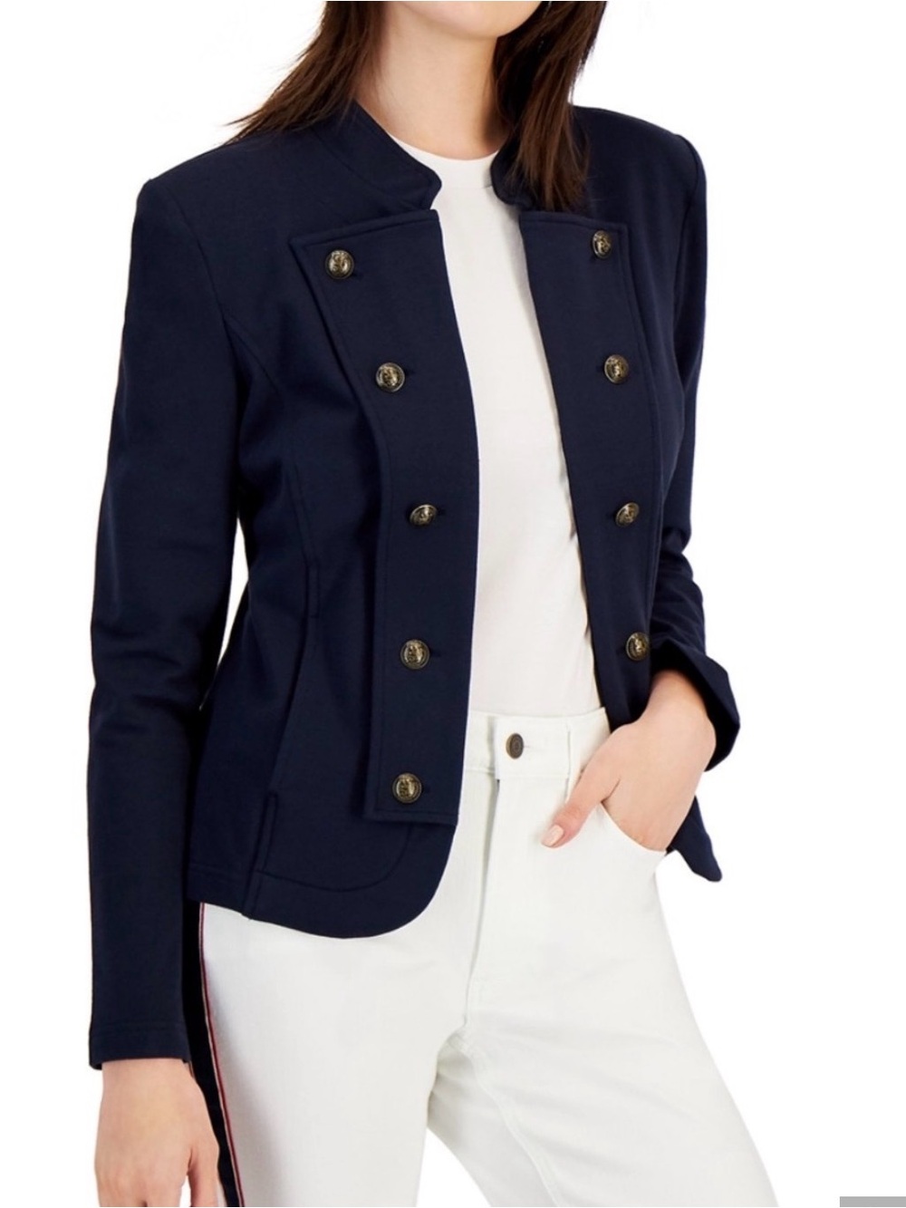 Tommy Hilfiger Navy Double-Breasted Military Blazer